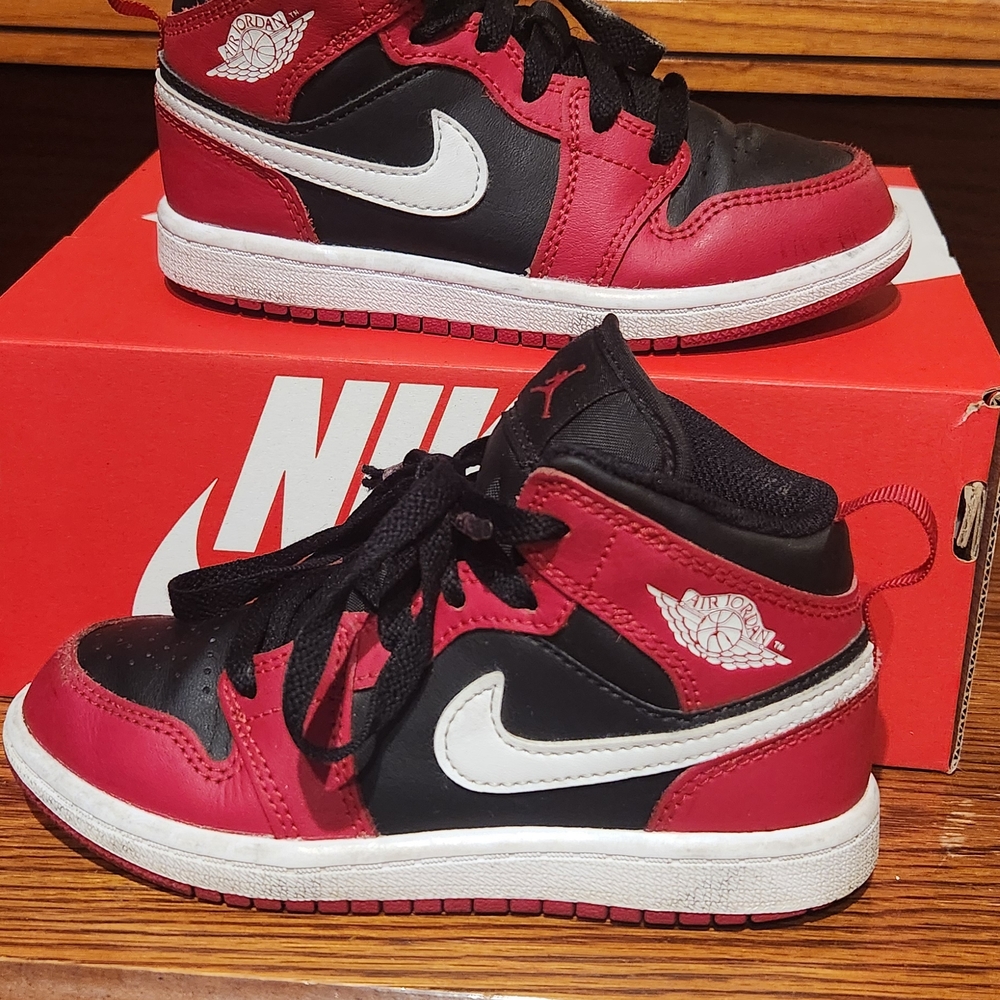 Nike Air Jordans Kids Red and Black Sneakers
